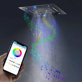 Nedavno Bluetooth glazba miješalica za tuš kupatilo strop LED mlaznica za tuširanje 16 cm 304 nehrđajućeg čelika falls kiša tuš panel