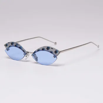 SHAUNA Fashion točkicama obrve sunčane naočale Mačka oko rimless UV400