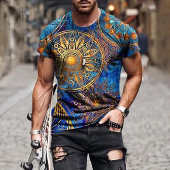 Plus size muškarci majica za ljeto kratkih rukava 3d tiskanih O-izrez Mandala grafički tees muške majice t-ulica majica Camiseta 2021