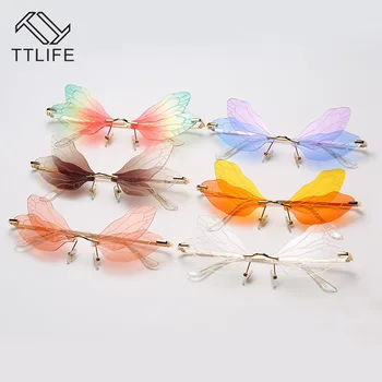 TTLIFE sunčane naočale Žene krila vretenca nepravilnog naočale bez okvira prozirne oceana leće Gafas De Sol rimless Naočale