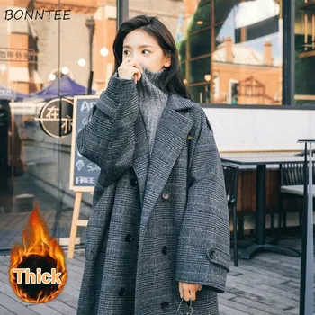 Duge vuna mješavina žene šik pokrivač klasicni Harajuku sve je Utakmica korejski klasični Dama odjeća debele zimske двубортные djevojke jakna