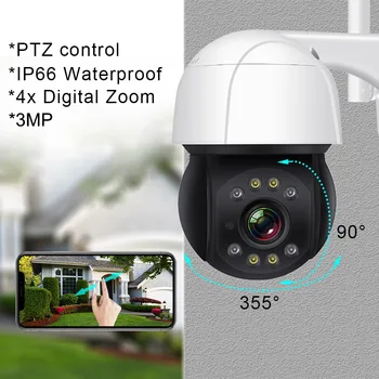 Bežična kućna skladište sigurnosti Outdoor 3MP Ultra HD PTZ IP Kamera WiFi 2-way Audio Night VIsion Auto Tracking Onvif Nadzor