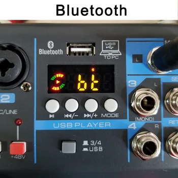 LOMOEHO AM-04 2 Mono + 1 4 kanala stereo Bluetooth USB 48V Phantom Professional DJ Audio Mixer