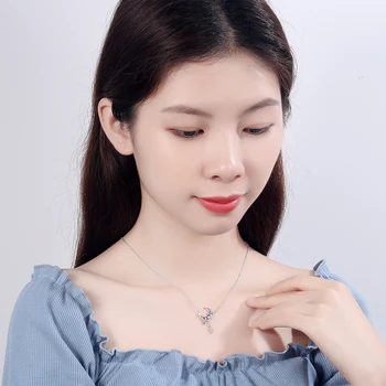 Kićanka Mjesec-Zvijezda Privjesak Ogrlice Za Žene 925 Sterling Srebra Luksuzni Jednostavan Slatki Korejski Dizajner Kratak Ključne Kosti Lanca Nakit