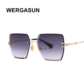 WERGASUN trg rimless žene ljeto Crvene naočale Moda luksuzni brand sunčane naočale za muškarce UV400 zonnebril