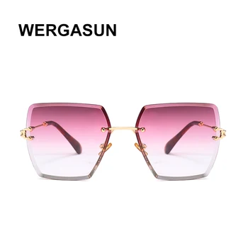 WERGASUN trg rimless žene ljeto Crvene naočale Moda luksuzni brand sunčane naočale za muškarce UV400 zonnebril