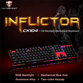 Motospeed CK104 Mechanical Gaming Keyboard 104keys Croatian English Red Switch Blue Metal Wired LED Backlit RGB Tablet Desktop