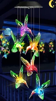LED Solar Wind Zvoniti Crystal Ball Kolibri Wind Zvoniti Light Color Changing Waterproof Hanging Solar Light For Home Garden