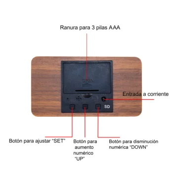 Digitalni drveni sat alarm sa камуфляжным zaslonom, USB-kabel, temperaturne signal alarma i kalendara u paketu
