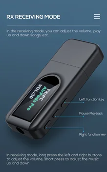 Bluetooth 5.0 prijemnik predajnik sa zaslonom mini stereo USB, 3.5 mm audio bežični adapter za TV PC auto slušalice