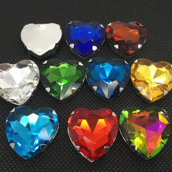 TopStone šivati na staklo Crystal 10 12 14 16 18 mm srcu Pandža gorski kristal kvaliteta višebojne sew-na kamen