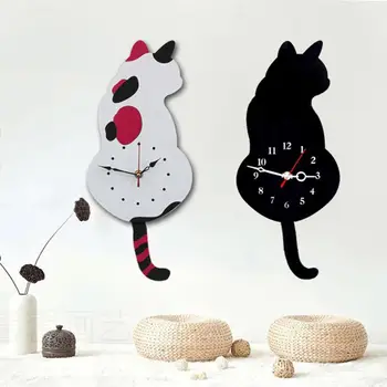 Slatka mašući rep mačka pas dizajn zidni satovi djeca spavaća soba dekoracije zidova jedinstveni dar kreativni crtani film nijemi DIY zidni satovi