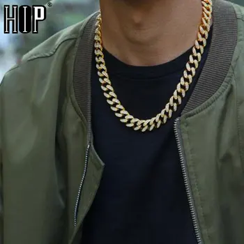 Hip-hop Ledeni Out tapaciran rhinestones 1 compl. 13 mm zlato puni Miami Eg kubanske krug CZ Bling reper ogrlice Za muškarce nakit