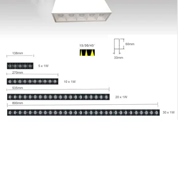 Direktna ugradnja bijeli reflektor 5 W, 10 W, 20 W 30 W linearni plafonjere površinski montirani spot lampa