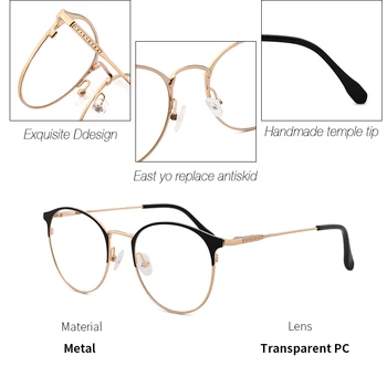 KANSEPT optički okvira za naočale, žene klasicni okrugli kratkovidnost recept naočale Žene metala visoke kvalitete okvira za naočale, YC-8048