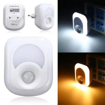 LED Night Light with Motion Sensor PIR Human Infrared Activated Light Sensor Wall Emergency Lamp Plug-in Induction Wall Lamp JQ