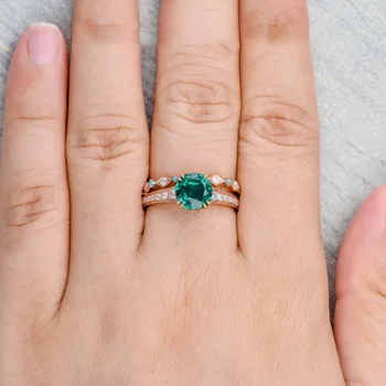 14K rose gold nakit Bizuteria prsten za žene Fine Bijoux Femme Anillos De prirodni Smaragd, plemeniti kamen granat nakit, prsten kutija