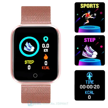 Lesfit pink pametna narukvica ženski ručni sat muški sportski trake Bluetooth Android Dama pametna narukvica pedometar HR fitness tracker