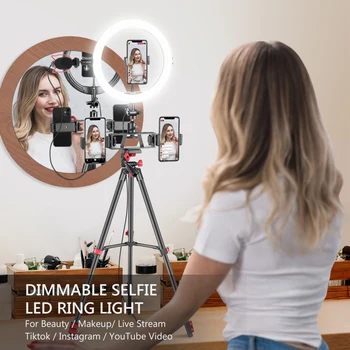 Neewer 10-inčni Selfie Ring Light s stalak za stativ, 3 držača telefona, led Ring svjetiljka s mekanom cijevi Remote Kit za šminkanje YouTube