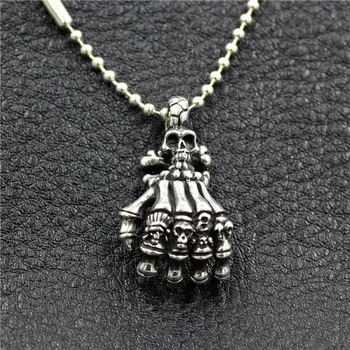 925 sterling srebra steampunk kostur prst privjesak ogrlice stare lubanje ručni srebrni lanac biciklist ogrlica muškarci likovnih nakit