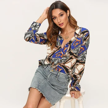 Aachoae Žene Bluze 2020 Tiskanih Dugih Rukava Vintage Košulja, Bluza Svakodnevni Odbačenost Ovratnik Dame Tunica Vrhovima Plus Size Blusas