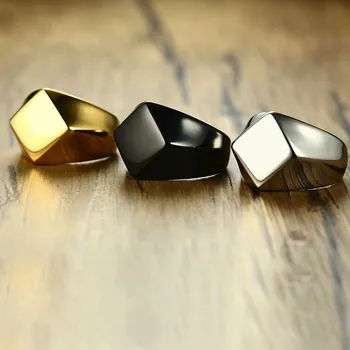 Izabrane boje pečatni prsten za muškarce od nehrđajućeg čelika četverokut stana gornji kvadrat Muški nakit