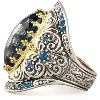Ženske 925 berba tajlandski srebro dunnage prstenje angažman svadbene darove stranke nakit, prsten na veliko
