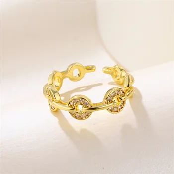 SIPENGJEL moda kubni Cirkon slatka zlatni prsten mali okrugli podesivi vanjski prst prsten za žene svadbeni nakit 2020