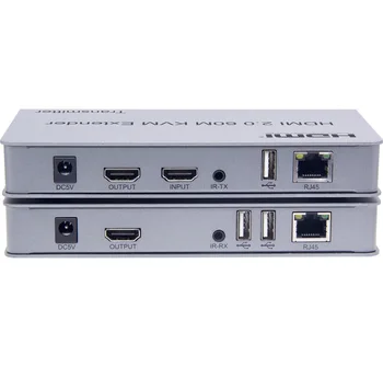 60M 4K 60hz 2.0 HDMI Extender KVM Extension By Cat 5e 6 RJ45 mrežni kabel TX RX podrška za touch screen TV Out USB miš tipkovnica