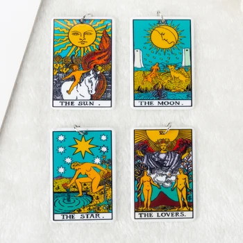 Veliki veličina Tarot kartaška igra čarobni proricanja čari smole Sunce Mjesec i ljubitelje DIY pribor za ogrlicu privjesak