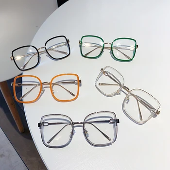 Prevelike Legure Četvornih Prozirne Naočale Stare Zelena Narančasta Velike Naočale Ženski Transparentno Elegantne Nijanse Crna Siva Za Žene