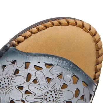 DRKANOL nove vintage ljetne ženske sandale na танкетке udoban šuplje cvijeće sandale s otvorenim vrhom Ženske cipele ručne izrade i od prirodne kože