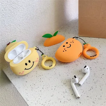 Slatka torbica za pribor AirPods Cartoon Earphone Case For Apple Airpods 2 Protect Cover With Prst Ring Strap unique Fruit 3D