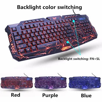 M200 ljubičasta/plava/crvena LED disanje svjetla Pro Gaming Keyboard Miš USB Kombo žični cijeli ključ pro tipkovnica miš