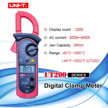 UNIT UT200 LCD digitalni prijenosni spona multimetar svjetla om DMM DC AC voltmetar AC ampermetar