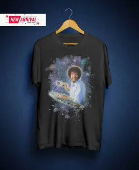 Bob Ross Painting The Galaxy Kids & Adults Unisex Black Tee Summer Tops for Man Summer Cotton T-Shirt Fashion Family T Shirts