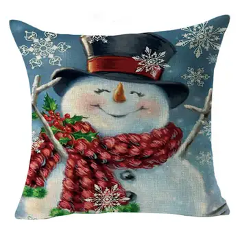 Božić jastučnice 18x18 cm, stare Snjegović Djed Mraz ukrasne lana trg navlake za kauč i Kauč stolica