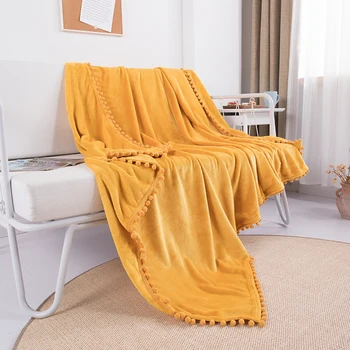 Фланелевое deka puna bacanje deka помпон rese lagan, udoban dekorativni soft bacanje Pokrivač za krevet Fotelje, Kauč urede