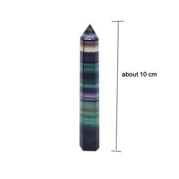 Prirodni kristalni fluorit шестиугольная kristalna stupac Rainbow fluorit zdrava kristalna točka čarobni štapić prugasta fluorit