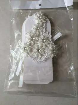 Kratki nove vjenčanice rukavice hot prodaja vjenčanje rukavice slonovače s čipkom biserne perle, kristali Gants Mariage Femme stvarne slike