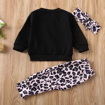 Kids girl set clothes majica dugi rukav leopard pant headband Toddle baby girl odjeca outfit sets