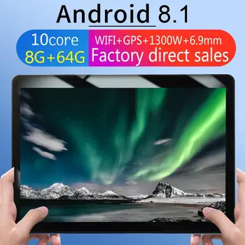 KT107 okruglu rupu tablet od 10,1-inčni HD veliki ekran, Android verzija 8.10 moda prijenosni tablet 8G+64G crna tableta