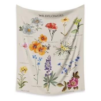 Zidna tapiserija Botanički Divlji cvijet cvijet pomoć chart hipi богемные goblena šarene psihodelične INS Home Decor