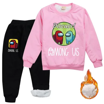 New Kids Hot Game Among Us Clothes Set 2020 Winter Boys Sweatshirt + Carrot Jogging Pants Boys Pullover Snow Warm Girls Outwear