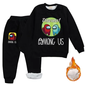 New Kids Hot Game Among Us Clothes Set 2020 Winter Boys Sweatshirt + Carrot Jogging Pants Boys Pullover Snow Warm Girls Outwear