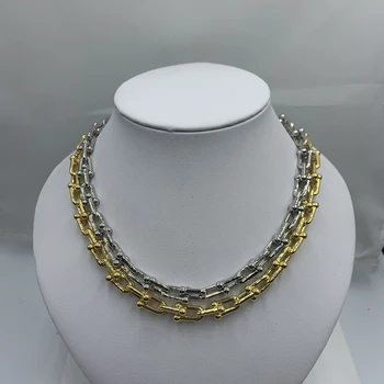 1:1 ogrlica 925 sterling srebra, klasična moda kvalitetan U-oblika lanac ogrlice, originalni logo ženski nakit poklon
