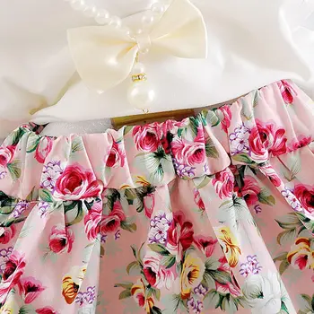 Kid girls summer odjeca set kids Floral Dress suit dječji kompleti odjeće majice kratkih rukava+cvjetnih haljina 1-4 godine