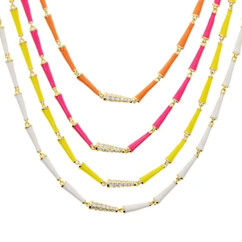 Šarene Duga ženska ogrlica geometrijski neonske emajl конусообразный Šarm karika lanca trendi ženski ogrlica