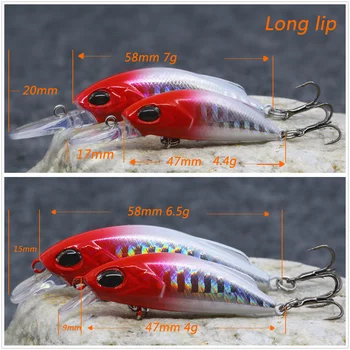 Le fish 58mm 7g/6.5 g 47mm 4.4 g/4g long lip slow sinking fishing tackle tungsten system hard minnow