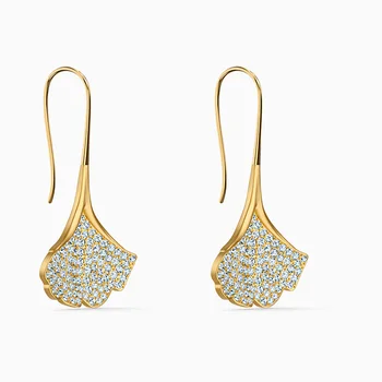2020 moda SWA novi sjajan Гинко piercing naušnice, elegantan lista ginkgo ukras fin Crystal zlatne naušnice žene Jewelr